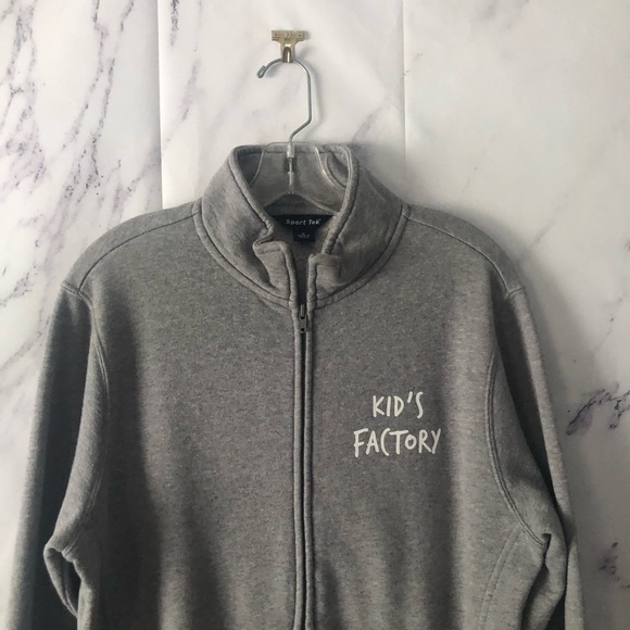 KID’S FACTORY LOGO ZIP UP SWEATSHIRT JACKET GREY MENS SMALL - Picture 4 of 8
